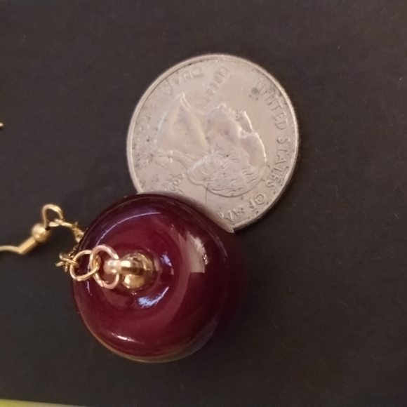 HANDMADE Dangle Chain Red Cherry Earrings - Picture 8 of 8